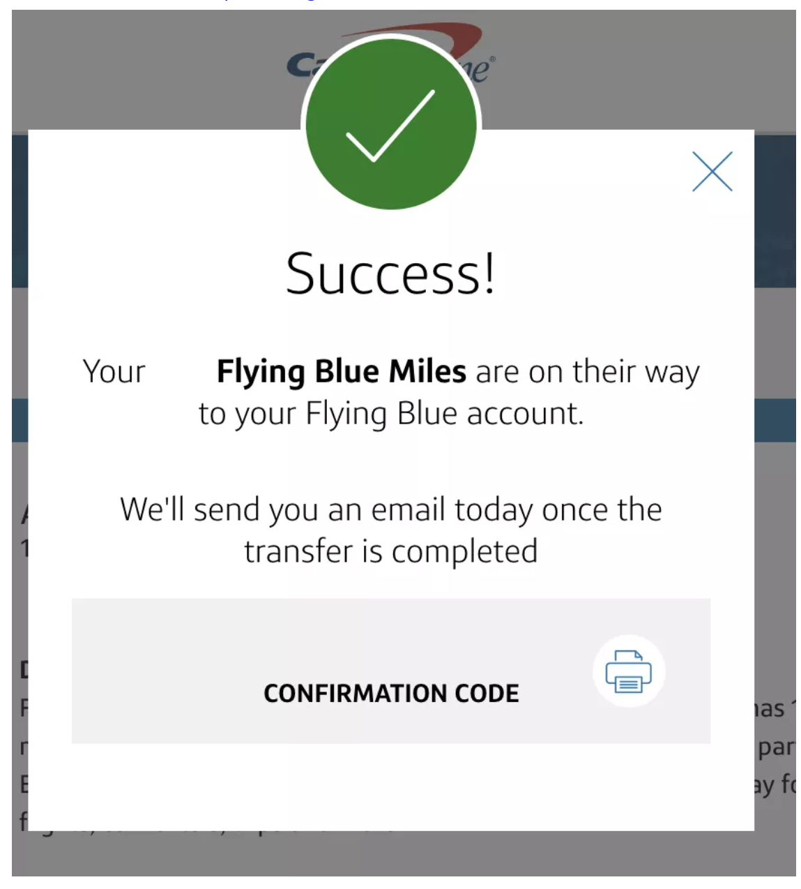 Capital One Transfer Miles Success